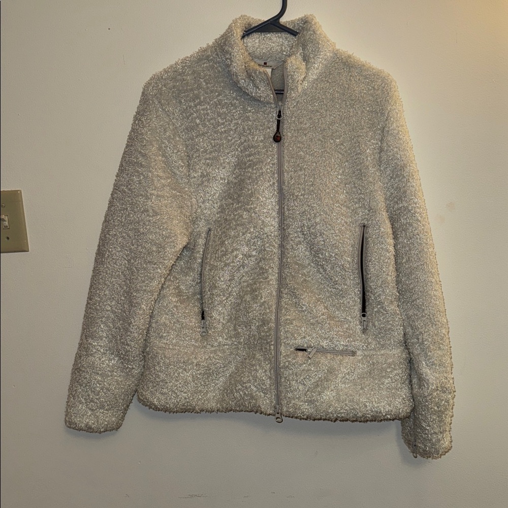 Woolrich White/Ivory Sherpa Fleece Zip-Up Jacket Women Medium